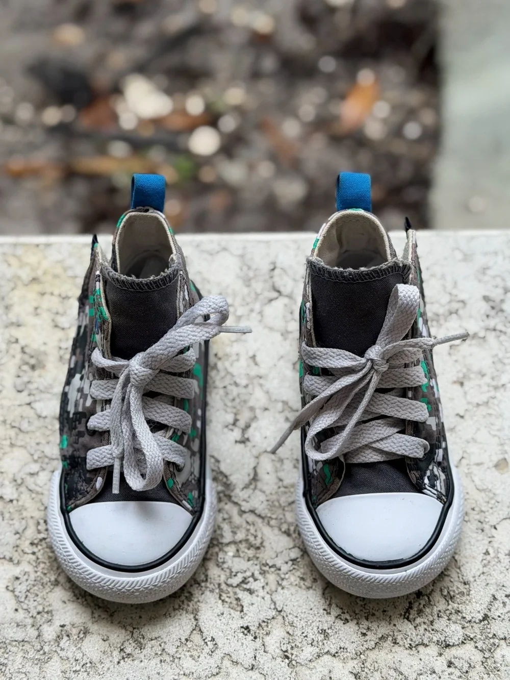 Converse Kids High Top Sneakers in Green, Gray & White Camo